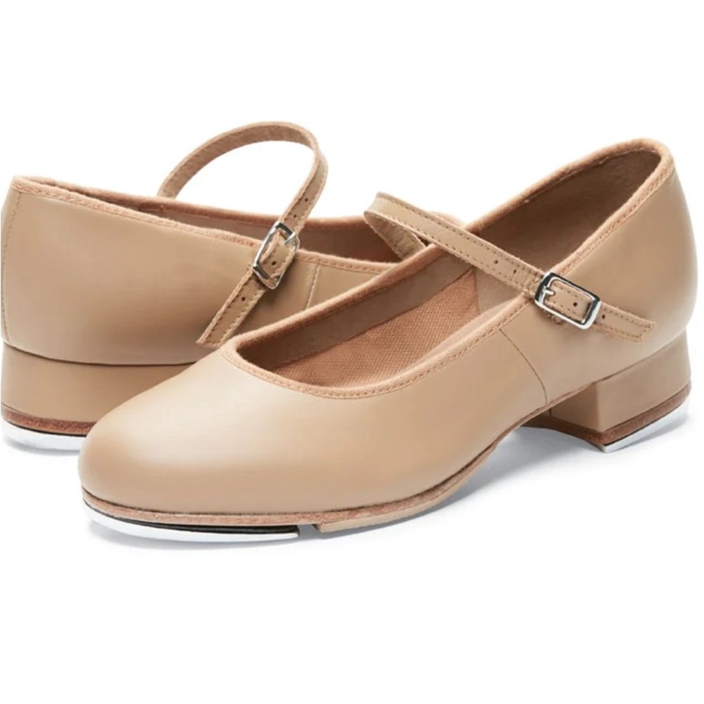 Bloch Tap-on cream tan Mary Jane Buckle leather Adult Tap shoes Techno Dance 7.5